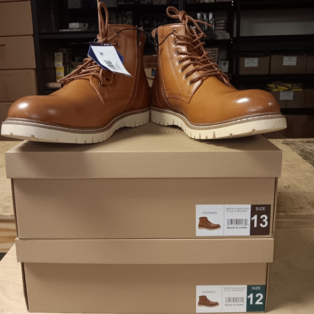 Steve Madden Men's P Broome Chukka Boots Brown Size 13 & 12 Cognac New
